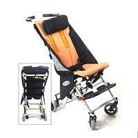 ZZYYZZ Folding Kids Pediatric Wheelchair, 12" Wide Seat, Aluminum Lightweight Children's Trolley with Headrest