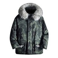 Alvinm Men's Jacket Winter Casual Camouflage Hooded Warm Cotton Thick Outwear