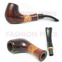 Fashion Decorated Smoking Pipe Carved Pear Root Wood Retro Style + Pouch Gift! - BEST PRICE IN FPS!!!