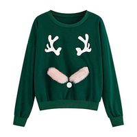 Sweatshirt Long Sleeve, Christmas Costumes Women's 2019 New Solid Color Casual Elk Print Sweatshirt O-Neck Pullover Elk Top Sweatshirt Blouses, Viviplus Clothing