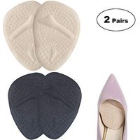 iBesun 2 Pairs Metatarsal Pads Ball of Foot Cushions Forefoot Shoe Insole for Women High Heels All Day Pain Relief (Black + Beige)