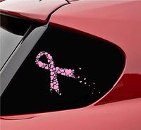 Slap-Art Breast Cancer Heart Ribbon Vinyl Decal Sticker (Soft Pink)