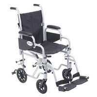 Poly Fly Light Weight Transport Chair Wheelchair with Swing away Footrest - Size: 16" Seat Size