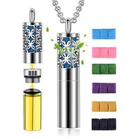 CELESTIA Aromatherapy Diffuser Necklace for Women, Essential Oil Pendant Pattern Lockets Stainless Steel Perfume Necklace with 18 Felt Pads Gift Set - 24'' Chain