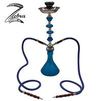 Zebra Smoke Series: 21" 2 Hose Medium Jewel (A1) Hookah Complete Set Complete Set (Blue)