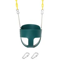 Take Me Away High Back Full Bucket Toddler Swing Seat with Yellow Coated Swing Chains Fully Assembled - Swing Set Accessories, Green