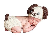 Eyourhappy Handmade Knitted Crochet Hat Costume Newborn Baby Photograph Props Set Puppy Dog