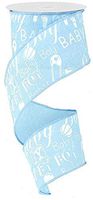 Baby Boy Gender Reveal Ribbon - 2 1/2" x 10 Yards, Baby Blue Wired Edge Ribbon, Easter, Christmas, Baby Shower Banner, It's a Boy, Adoption, Welcome Little One, Daycare