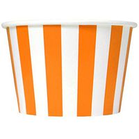 [50 Count] Orange Paper Ice Cream Cups - 8 oz Striped Madness Dessert Bowls Perfect For Yummy Treats! Frozen Dessert Supplies