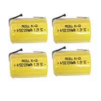 4/5SC Sub C 1.2V 1200mAh Ni-CD Rechargeable Battery Flat Top with Tab Count (4)