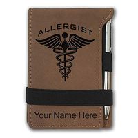Mini Notepad, Allergist, Personalized Engraving Included (Dark Brown)