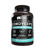 Naturally Sourced Cordyceps, 4-Month Supply, 365 Capsules, No Stearates or Rice Filler, Made in The USA, Non-GMO & Gluten-Free, 1350 mg of Undiluted Cordyceps with No Additives