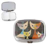 PIXNOR 2-cell Pill box Metallic Medicine Box Dispenser Organzier