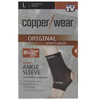 Copper Wear Supportive Athletic Compression Ankle Sleeve Large, Black