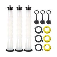 Kool Products (Retail Pack 3) Gas Can Spout Replacement With Gasket, Stopper, Cap With Stripe, 2 Collar Caps (Yellow and Black) That Fits On Most Of The Cans Out There