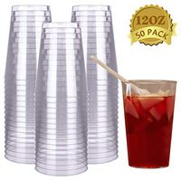 HyHousing 12 Oz Clear Plastic Cups 50 Pack, Hard Disposable Plastic Cups Tumblers Ideal for Daily Life at Home, Party Wedding Drinking Wine Tasting Food Samples (T12-50)