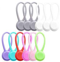 12 Pieces Magnetic Cable Clips Magnetic Cable Organizers Twist Ties Earbuds Cords Winder USB Cable Manager Bookmark Clips, 8 Colors（Cable Management）