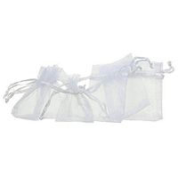 Yansanido 100pcs (13cm x18 cm) White Organza Drawstring Pouches Jewelry Party Wedding Favor Gift Bags Pouch Bags (5x7inches White)