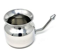 WC_304 Grade Stainless Steel Ayurvedic Jal Neti Pot for Sinus Congestion and Nasal Cleansing Non-Corrosive Unbreakable Hygienic Smooth Nose Tip Snugly Fits Any Nostril