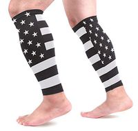 KEAKIA Blak and White American Flag Calf Compression Sleeves Shin Splint Support Leg Protectors Calf Pain Relief for Running, Cycling, Travel, Sports for Men Women (1 Pair)