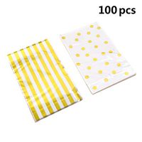STOBOK 100pcs Clear Treat Cellophane Bag with About 760pcs Twist Ties Golden Polka Dot Gold Stripe Candy Bags Wrapping Package Bag for Wedding Birthday Party