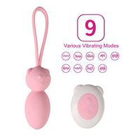 Kegel Balls Exercise Weights, Wireless Waterproof 9 -Frequency Silicone Love Egg for Women (Pink)