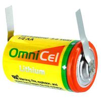 OmniCel ER14250HD/T 3.6V Size 1/2AA Lithium Battery with Tabs Replaces Eagle Pitcher PT-2150, Maxell ER3 ER3S ER3S-TC, Minamoto ER14250, Saft LS-14250 LS-14250C