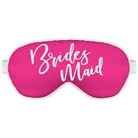 Bachelorette Party Favor Gift - Glam White Glitter Bridesmaid Sleep Mask - Bachelorette Party Supplies Eye Mask - Hot Pink w/White Piping