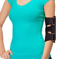 Elbow Brace for Comfortable Elbow Support - Adjustable Stabilizer to Keep Your Elbow Immobilized & Your Arm Straight with Two Removable Metal Splints Great Night Elbow Splint for Sleeping (Fits Most)