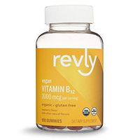 Amazon Brand - Revly Vegan Organic Vitamin B12 3000 mcg - Normal Energy Production and Metabolism, Immune System Support - 100 Gummies (2 Gummies per serving)