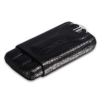 CCZXJH Cigar Humidor Desktop Cigar Humidor Cigar Box, Cigarette Case Travel Portable 3 Sticks Cigar Tube Leather Embossed Cedar Wood Lined Cigar Leather Case, with Cigar Scissors Men's Gift Box,