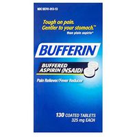 Bufferin Buffered Aspirin (NSAID) Coated Tablets Pain Reliever/Fever Reducer 130 ea (Pack of 5)