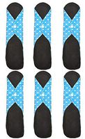 Aslana 6-Pack Large 12"x7.25" Reusable Feminine Cloth Menstrual Period Pads, Sanitary Napkins for Heavy Flow Overnight - Fleece PUL Polka Dot, Turquoise