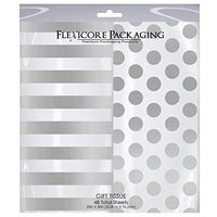 Flexicore Packaging Silver Striped & Silver Polka Dot Gift Wrap Tissue Paper Size: 20 Inch X 30 Inch | Count: 48 Sheets | Color: Silver Pin Stripe & Silver Polka Dots
