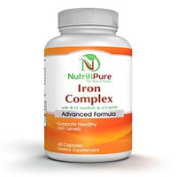 Iron Complex Supplement with Carbonyl Iron 27 mg, Vitamin C, B-6, B-12 (Methyl), L-5-MTHF(Quatrefolic) - 60 Vegetarian/Veggie Capsules