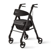Medline Momentum Rollator Walker with Seat Cushion, Premium Folding Rolling Walker, Preassembled, 6 inch Wheels, Supports up to 250 lbs, Dark Gray