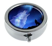 Hiuyi Wolf Custom Personalized Round Pill Box Pocket Wallet Travel Pill Vitamin Decorative Box Protector