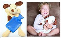 Warm Compress Heating Pad for Cramps 1 Liter Water Bottle Hot Compress Pack Bag with Cute Blue Rubber Stuffed Animal Puppy Cover for Child to Sooth Aches and Pains