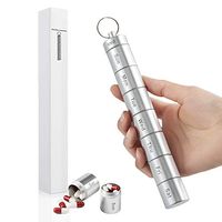 7 Day Pill Organizer Travel - Aluminum 7 Compartments Waterproof Airtight Medication Organizer Pill Box Case Keychain Portable Hanging Weekly Pill Holder Pill Container Traveling Medicine Organizer