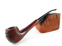 Pear Wood Fashion Handcrafted Tobacco Smoking Pipe *Vine* Lady Designed + Pouch (Long)