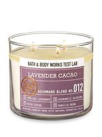 Bath and Body Works Lavender Cacao 3 Wick Candle Test Lab Gourmand Blend No. 012