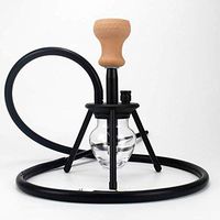 Glass Shisha with Ceramic Hookah Bowl Metal Charcoal Tongs Silicone Travel Smoking Water Pipe Chichas Narguie (Color : Black)