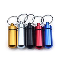 Portable Aluminum Pill Box Keyring Case Holder Bottle Stash Container