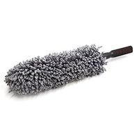 uxcell Gray Round Shaped Telescoping Cleaning Brush Duster Dust Wax Mop Tool for Car