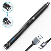 Candle Lighter, TROPRO Electric Arc USB Lighter with Power Indicator, Rechargeable Flameless Portable Windproof Plasma Lighters Long, Triple Safety, Aluminum Case & Hanging Hook (Gloss Black)