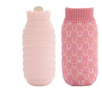 OBRlygeuaw Explosion Proof Tasteless Hot Water Bottle,Silicone high Density Water Injection Style for Pain Relief hot Compress and Heat Therapy-Pink 10.2x23.8cm(4x9inch)