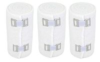 GT USA Organic Cotton Soft Woven White (4"Wide, 3 Pack) | Cotton Elastic Bandage Wrap | Latex Free | Metal Clip Fasteners| Hypoallergenic Compression Roll |for Sprains & Injuries