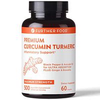Further Food Premium Curcumin Turmeric | 500mg of 95% Curcumin Extract + Full-Spectrum Organic Turmeric | Black Pepper & Avocado Oil for Absorption | Boswellia & Ginger, 60 Vegan Capsules, 2-mo Supply