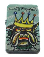 Ed Hardy Oil Lighter Tattoo Design Flip-Top Flint Refillable-BULL DOD KING