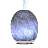 Simply Diffusers Powerful Glass Essential Oil Diffuser for Aromatherapy, Cool Mist Ultrasonic Humidifier with Elegant Durable Glass, Colorful LED White Glow, 120ml Capacity with Auto Shut Off (Grey)